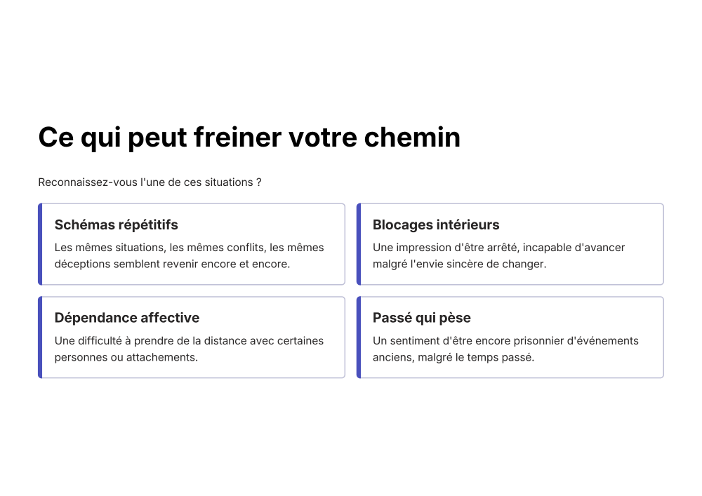 Ce qui bloque le chemin pour avancer